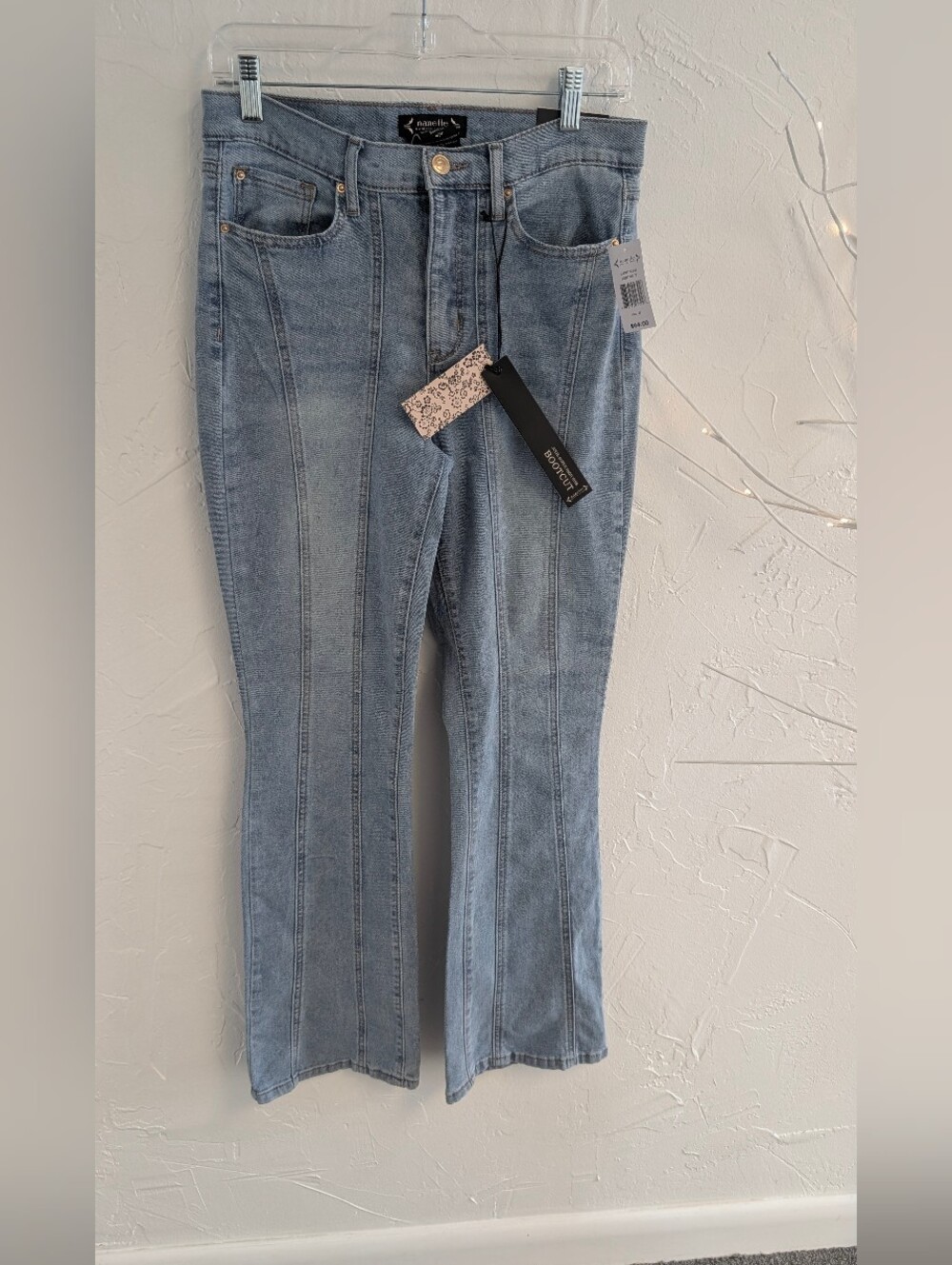 NWT Nanette Lepore Jolie Super High Rise Bootcut Jeans Light Wash Size 4 30" Ins